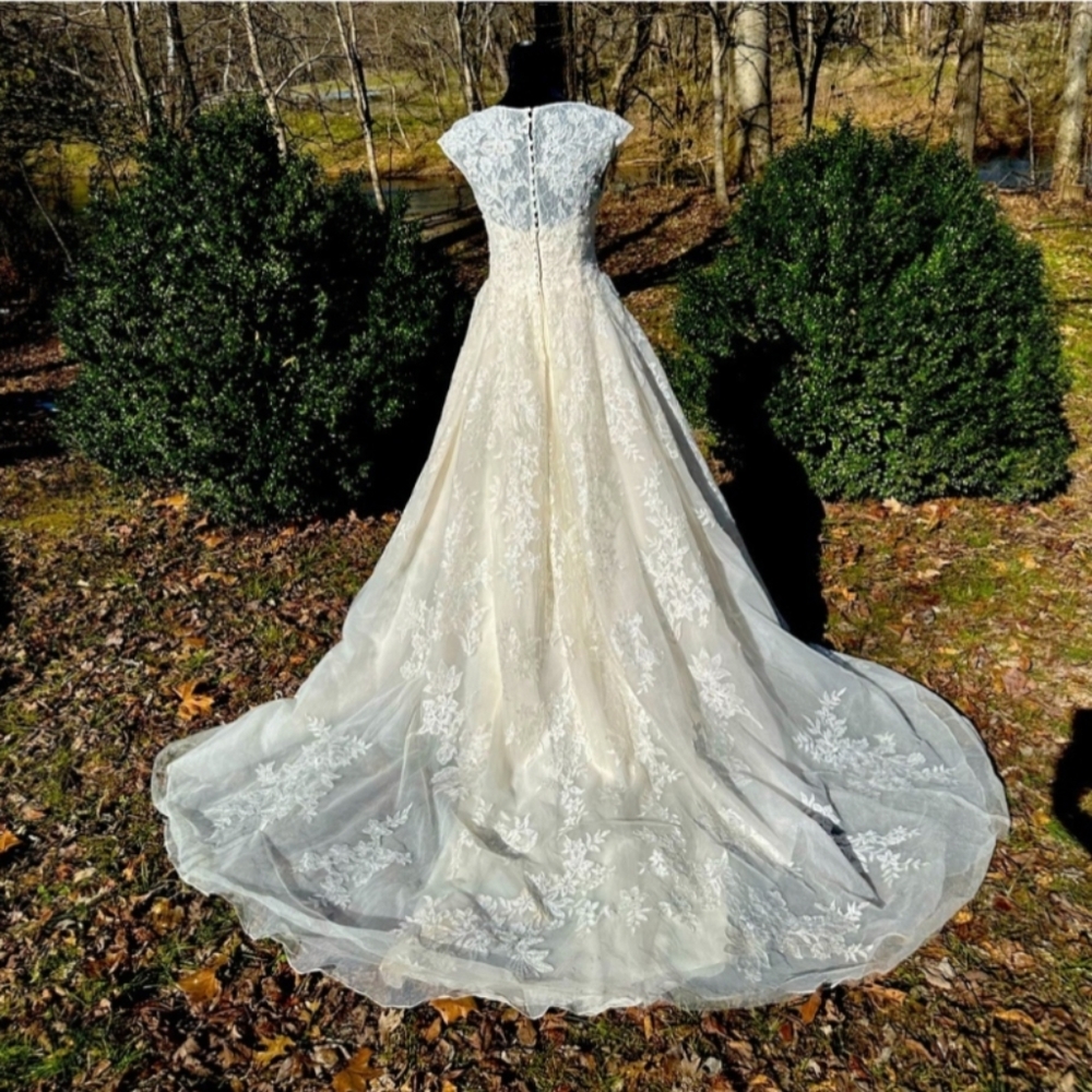 Oleg Cassini Wedding Dress Size 4 Lace